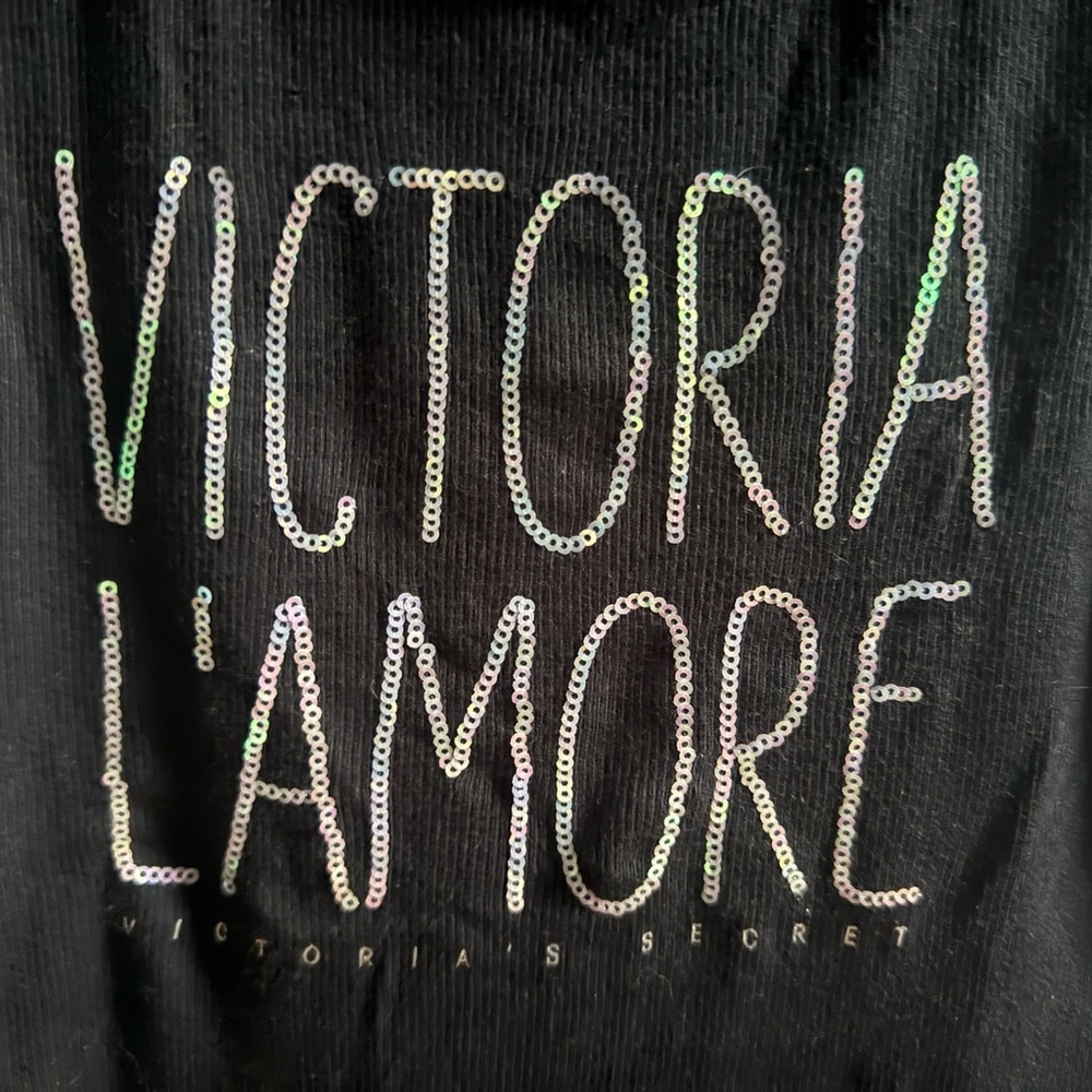 Small Victoria's Secret Black Fitted Tank Top sequined L’AMORE Super model colle